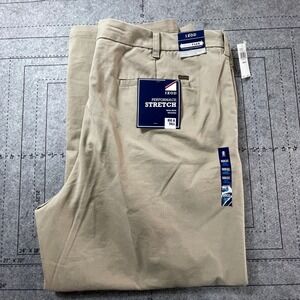 IZOD Performance Stretch Big Tall Chino Pants Cedarwood Khaki 50W 32L